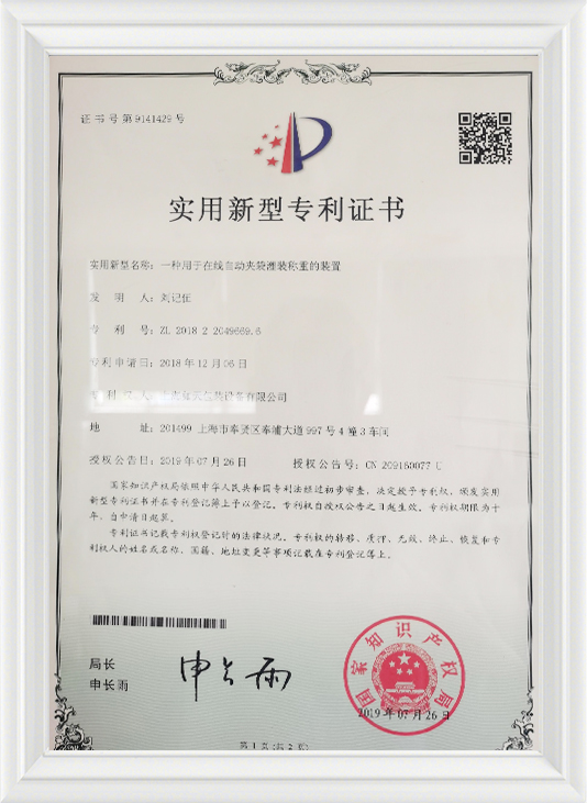A device for online automatic bag filling and weighing - practical certificate